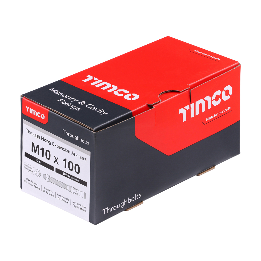 Throughbolts - Zinc - M10 x 100 (Pack 50) – image 2