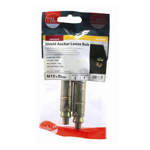 Shield Anchor Loose Bolts - Yellow - M10:25L (M10 x 85) (Pack 2) – image 2