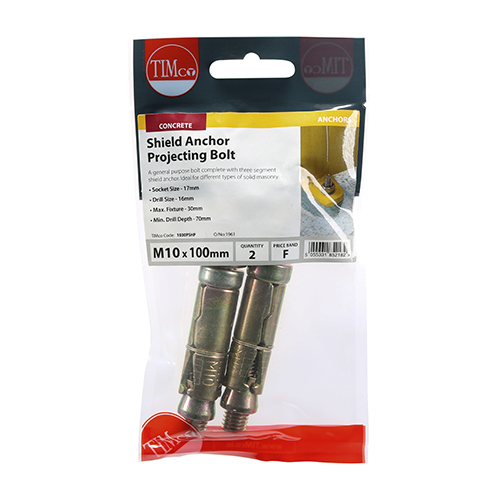 Shield Anchor Projecting Bolts - Yellow - M10:30P (M10 x 100) (Pack 2) – image 2