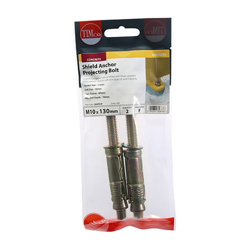 Shield Anchor Projecting Bolts - Yellow - M10:60P (M10 x 130) (Pack 2) – image 2