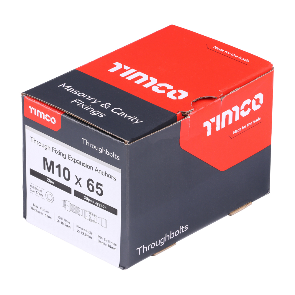 Throughbolts - Zinc - M10 x 65 (Pack 50) – image 2