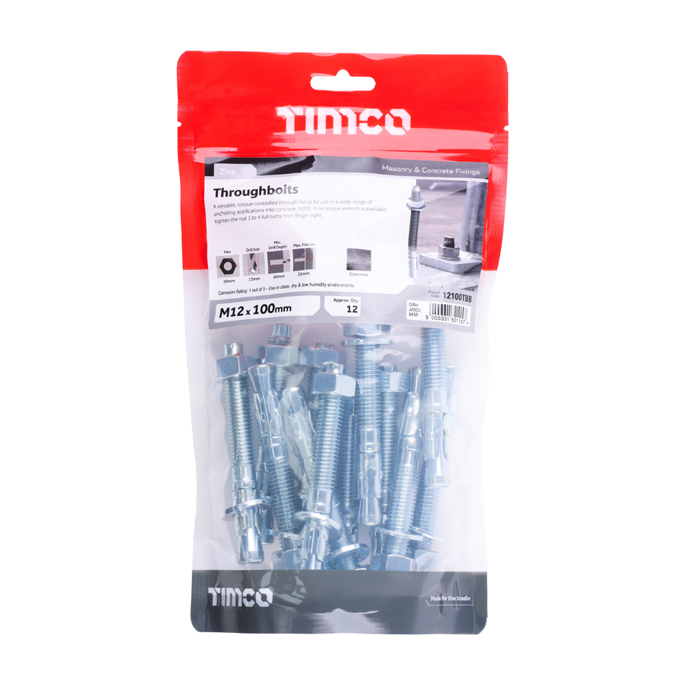 Throughbolts - Zinc - M12 x 100 (Pack 12) – image 2