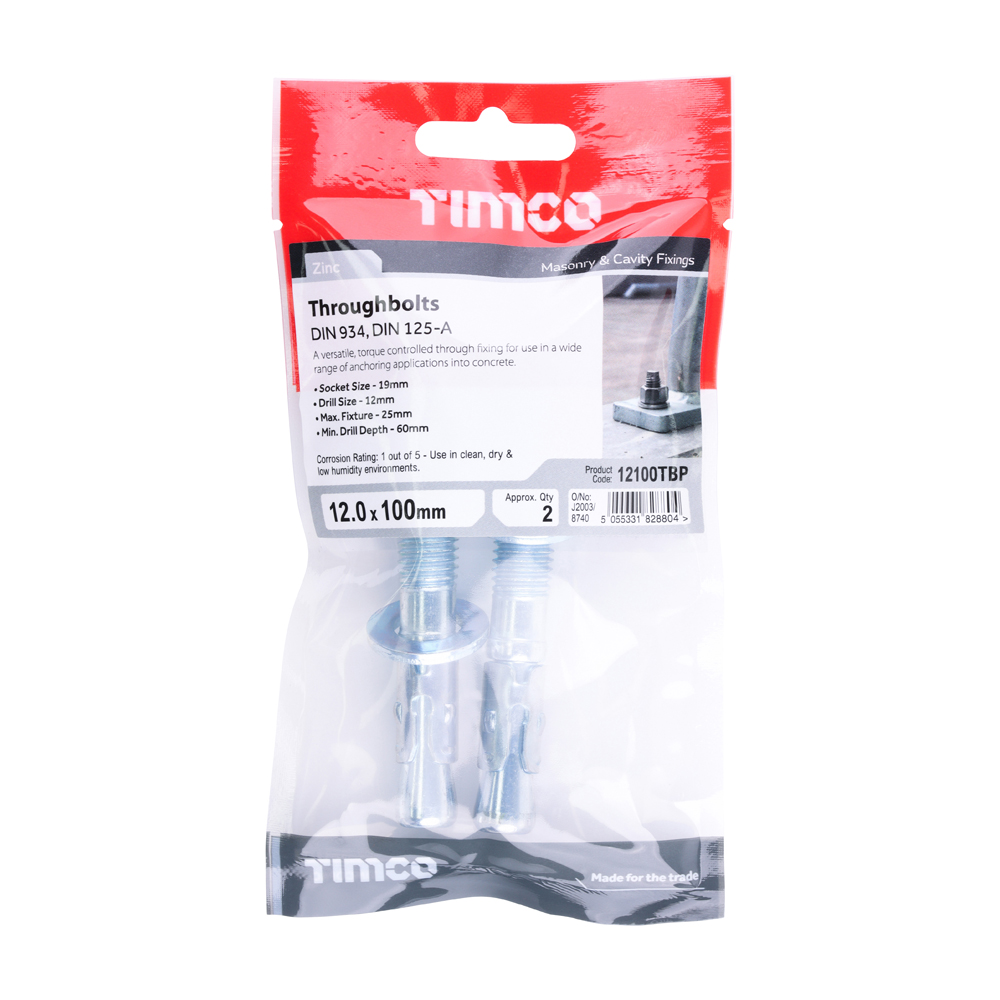 Throughbolts - Zinc - M12 x 100 (Pack 2) – image 2