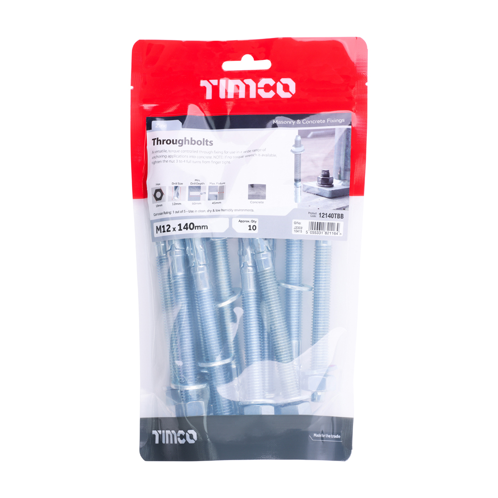 Throughbolts - Zinc - M12 x 140 (Pack 10) – image 2