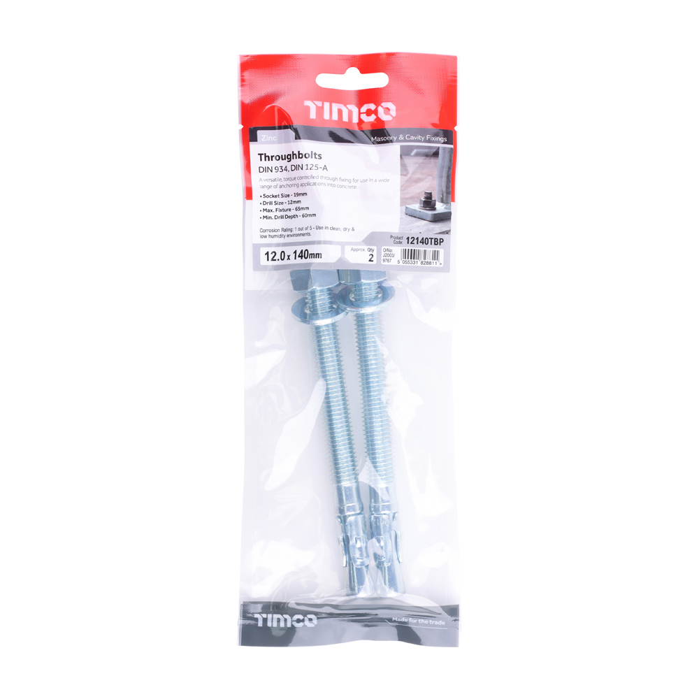 Throughbolts - Zinc - M12 x 140 (Pack 2) – image 2