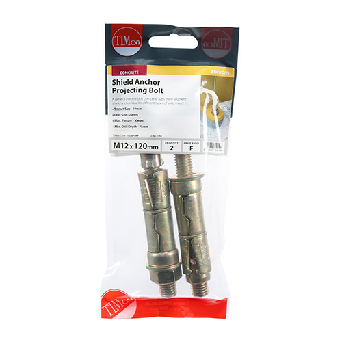 Shield Anchor Projecting Bolts - Yellow - M12:30P (M12 x 120) (Pack 2) – image 2