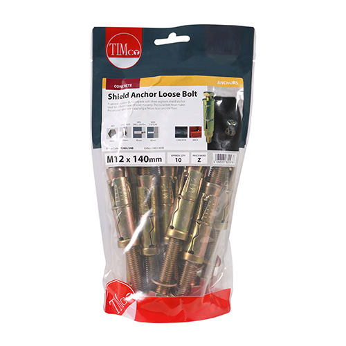 Shield Anchor Loose Bolts - Yellow - M12:60L (M12 x 140) (Pack 10) – image 2