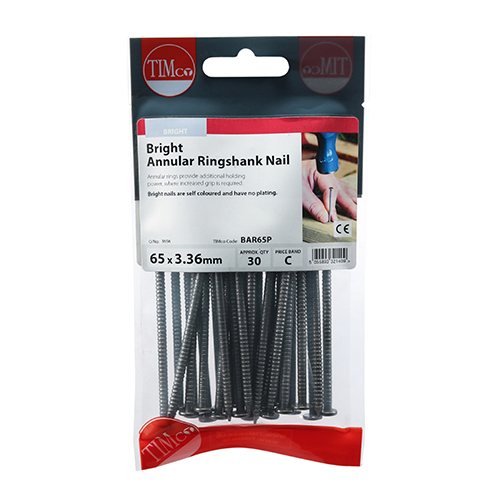Annular Ringshank Nails - Bright - 65 x 3.35 (Pack 30) – image 2