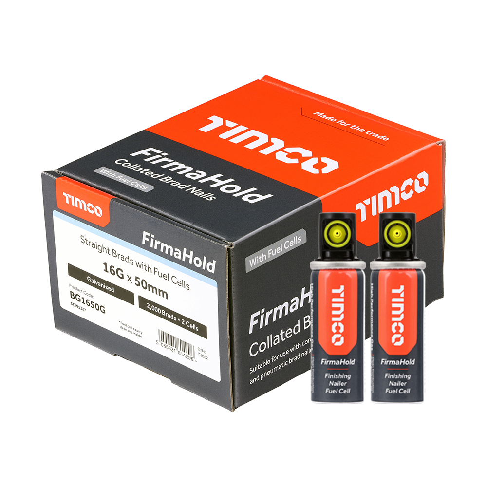 FirmaHold Collated Brad Nails & Fuel Cells - 16 Gauge - Straight - Galvanised 16g x 50/2BFC 2000 Pieces – image 2