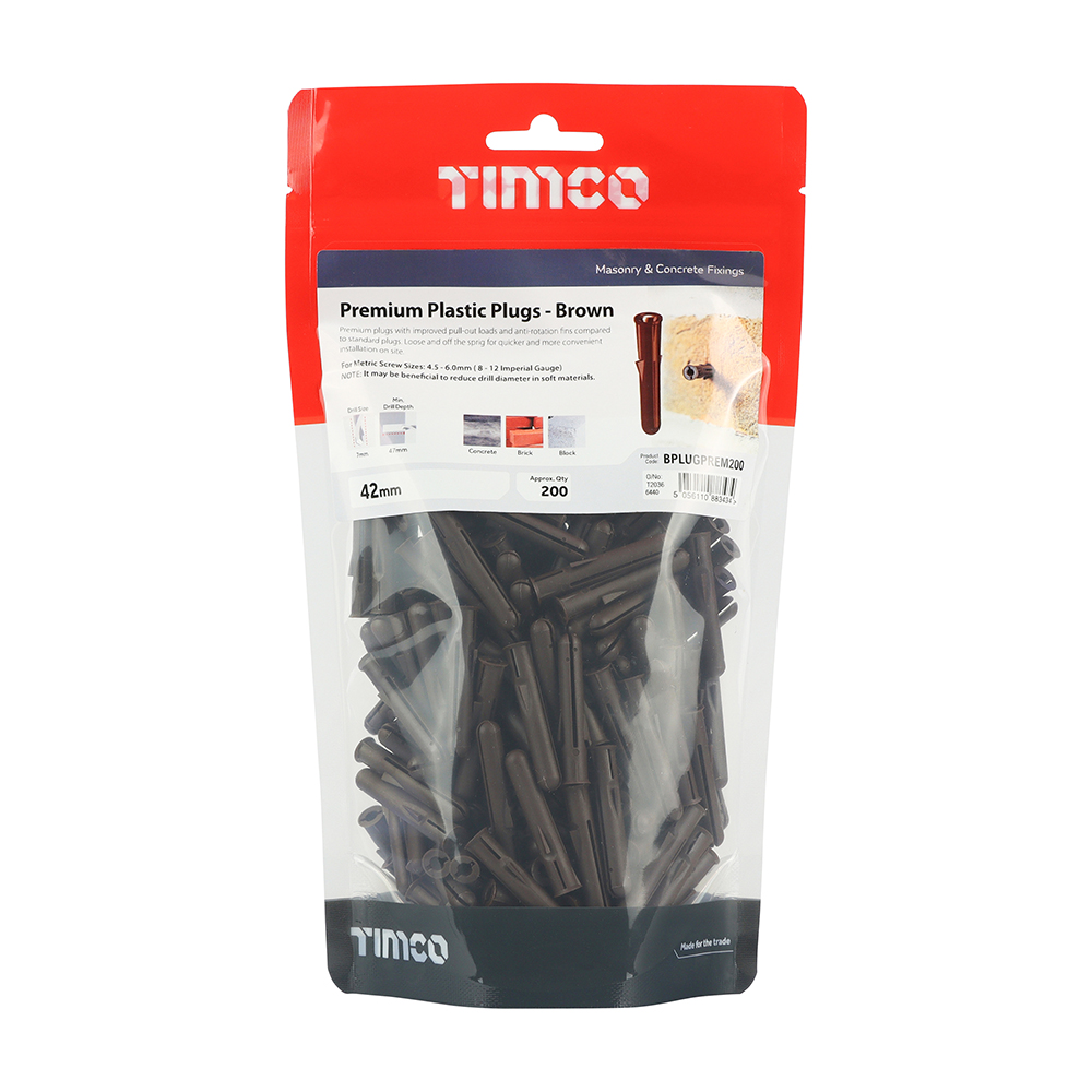 Premium Plastic Plugs - Brown - 42mm (Pack 200) – image 2