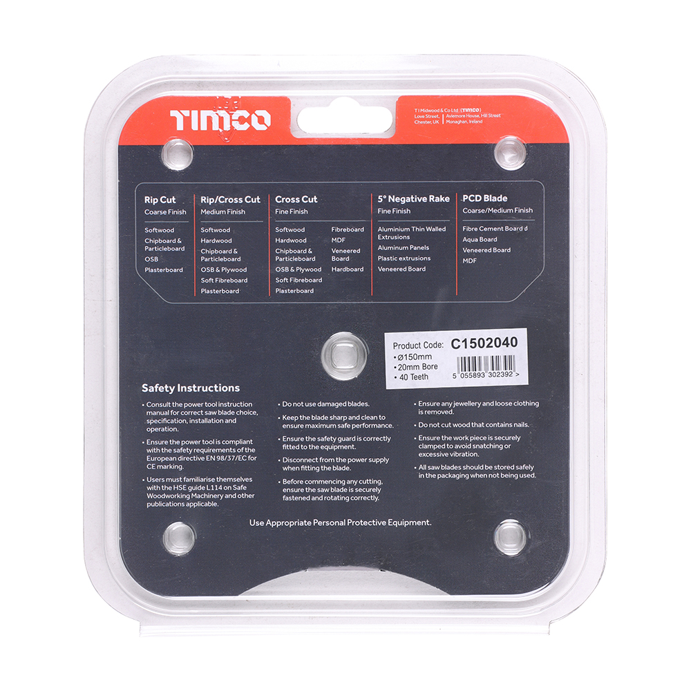 Circular Saw Blade - Trimming/Crosscut - Medium/Fine 150 x 20 x 40T – image 3