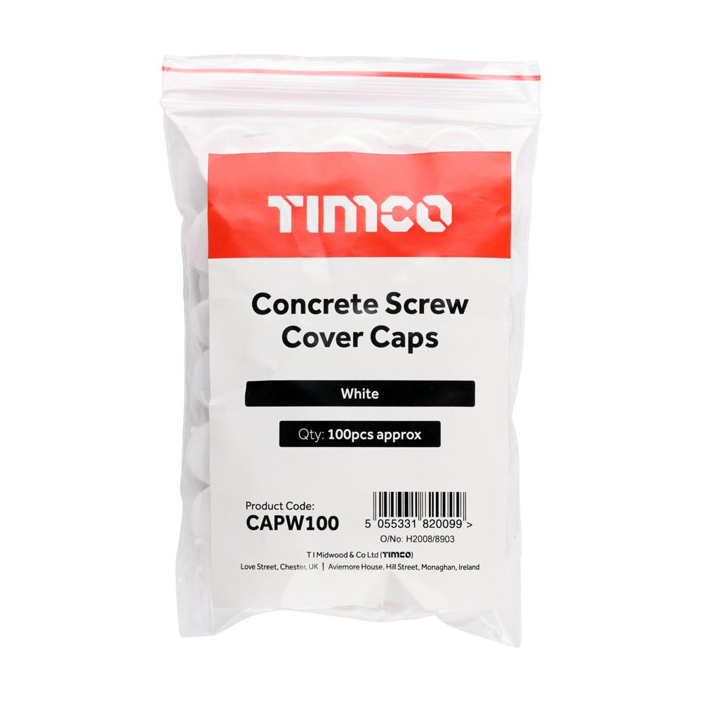 Concrete Screw Cover Caps - White - Bag - WHITE (Pack 100) – image 2