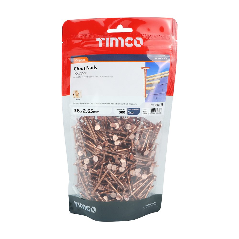 Clout Nail - Copper 38 x 2.65mm 1kg Bag – image 2