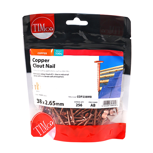 Clout Nail - Copper 38 x 2.65mm 0.5kg Bag – image 2
