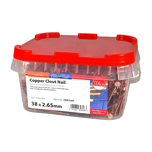 Clout Nail - Copper 38 x 2.65mm 2.5kg Tub – image 2