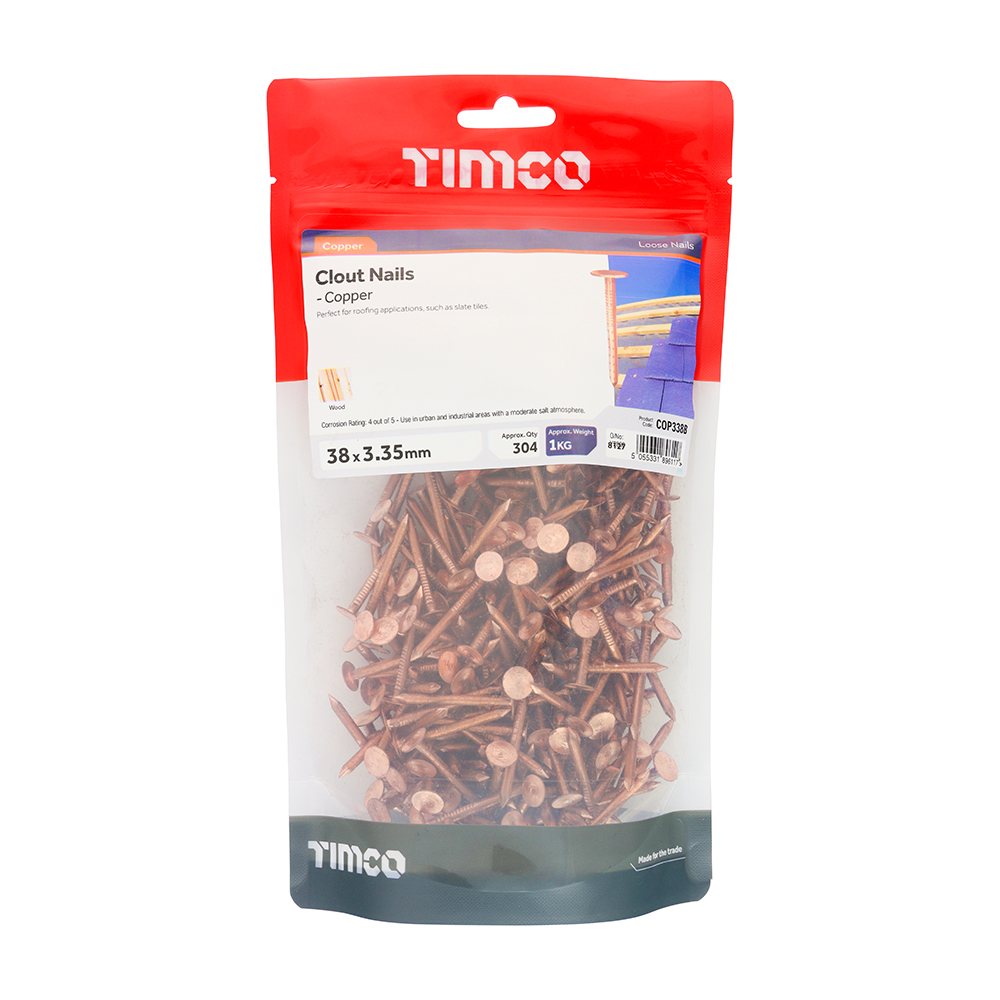 Clout Nail - Copper 38 x 3.35mm 1kg Bag – image 2