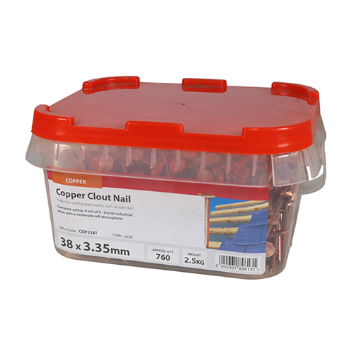 Clout Nail - Copper 38 x 3.35mm 2.5kg Tub – image 2