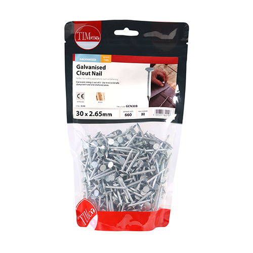 Clout Nail (Tiles) - Galvanised 30 x 2.65mm 1kg Bag – image 2