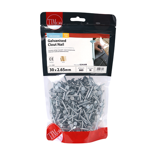 Clout Nail - Galvanised 30 x 2.65mm 0.5kg Bag – image 2