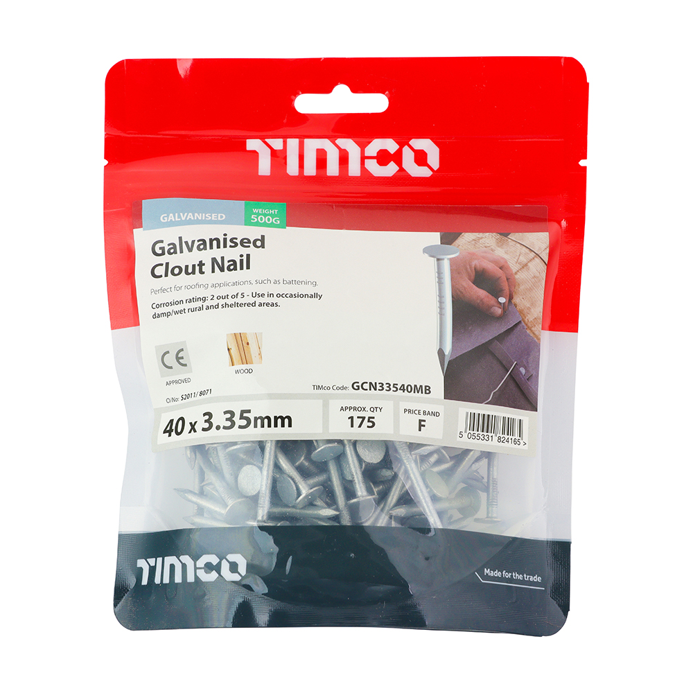 Clout Nail - Galvanised 40 x 3.35mm 0.5kg Bag – image 2