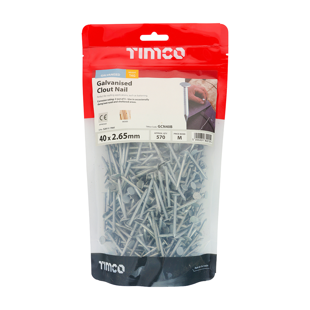 Clout Nail (Tiles) - Galvanised 40 x 2.65mm 1kg Bag – image 2
