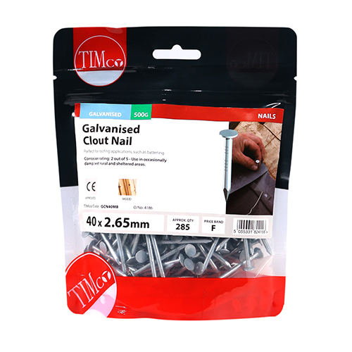 Clout Nail (Tiles) - Galvanised 40 x 2.65mm 0.5kg Bag – image 2