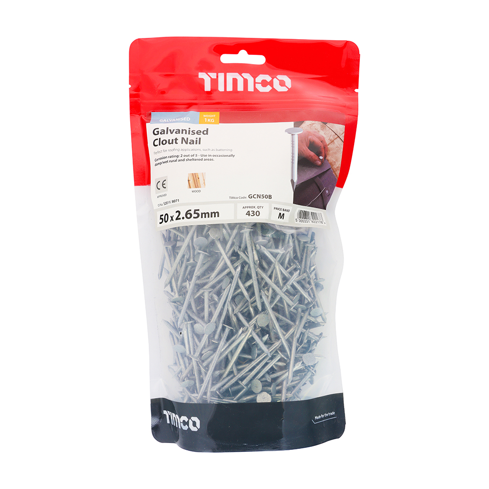 Clout Nail (Tiles) - Galvanised 50 x 2.65mm 1kg Bag – image 2