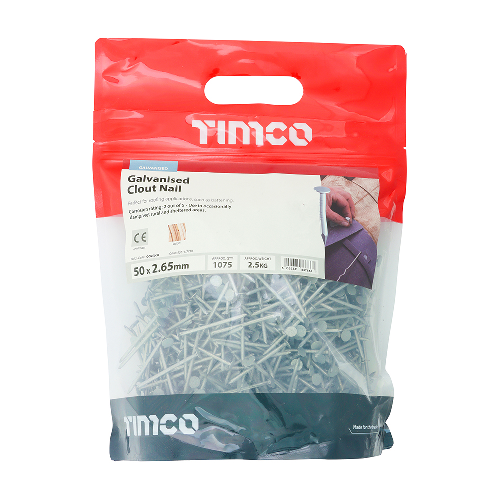 Clout Nails - Galvanised 50 x 2.65mm 2.5kg Bag – image 2