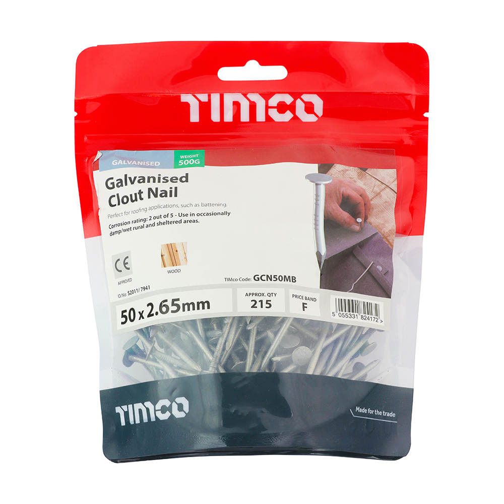 Clout Nail (Tiles) - Galvanised 50 x 2.65mm 0.5kg Bag – image 2