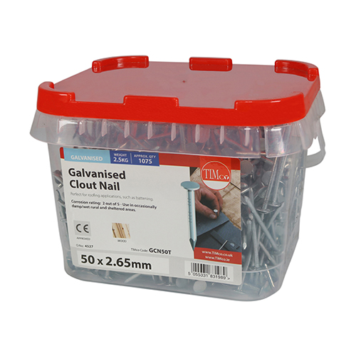 Clout Nail (Tiles) - Galvanised 50 x 2.65mm 2.5kg Tub – image 2