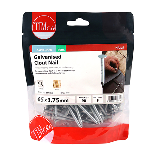 Clout Nail (Tiles) - Galvanised 65 x 3.75mm 0.5kg Bag – image 2