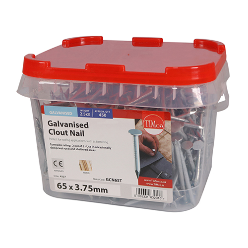 Clout Nail (Tiles) - Galvanised 65 x 3.75mm 2.5kg Tub – image 2