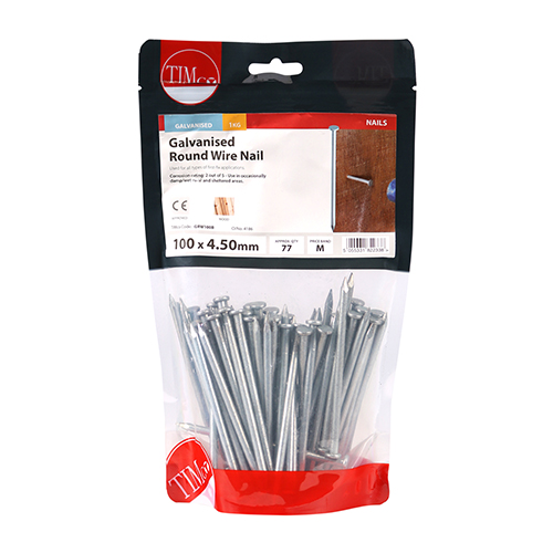Round Wire Nail - Galvanised 100 x 4.50mm 1kg Bag – image 2