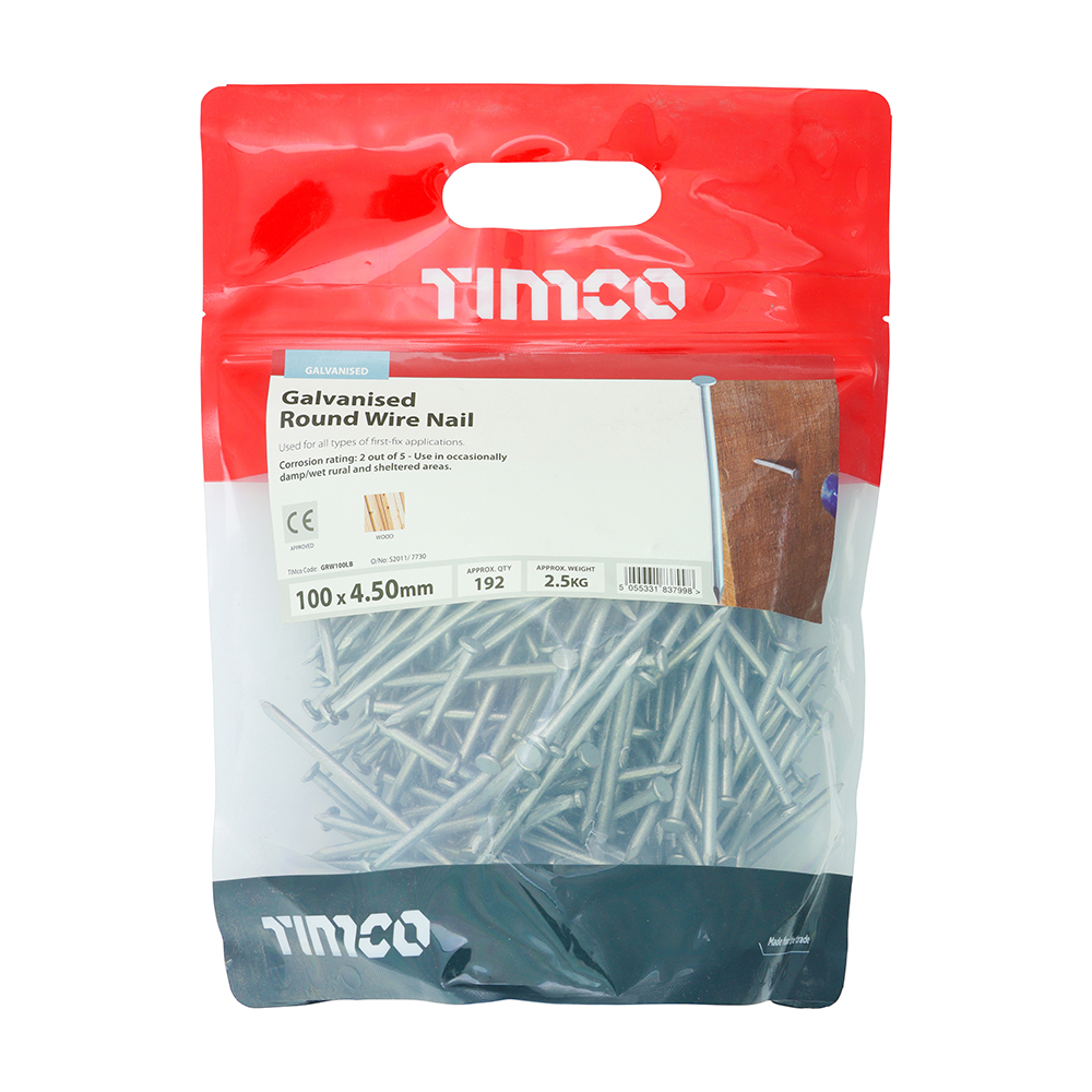 Round Wire Nail - Galvanised 100 x 4.50mm 2.5kg Bag – image 2