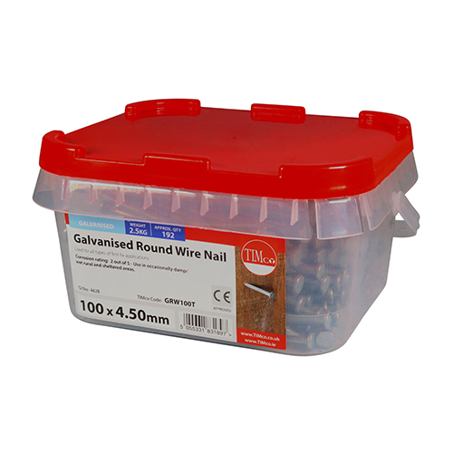 Round Wire Nail - Galvanised 100 x 4.50mm 2.5kg Tub – image 2