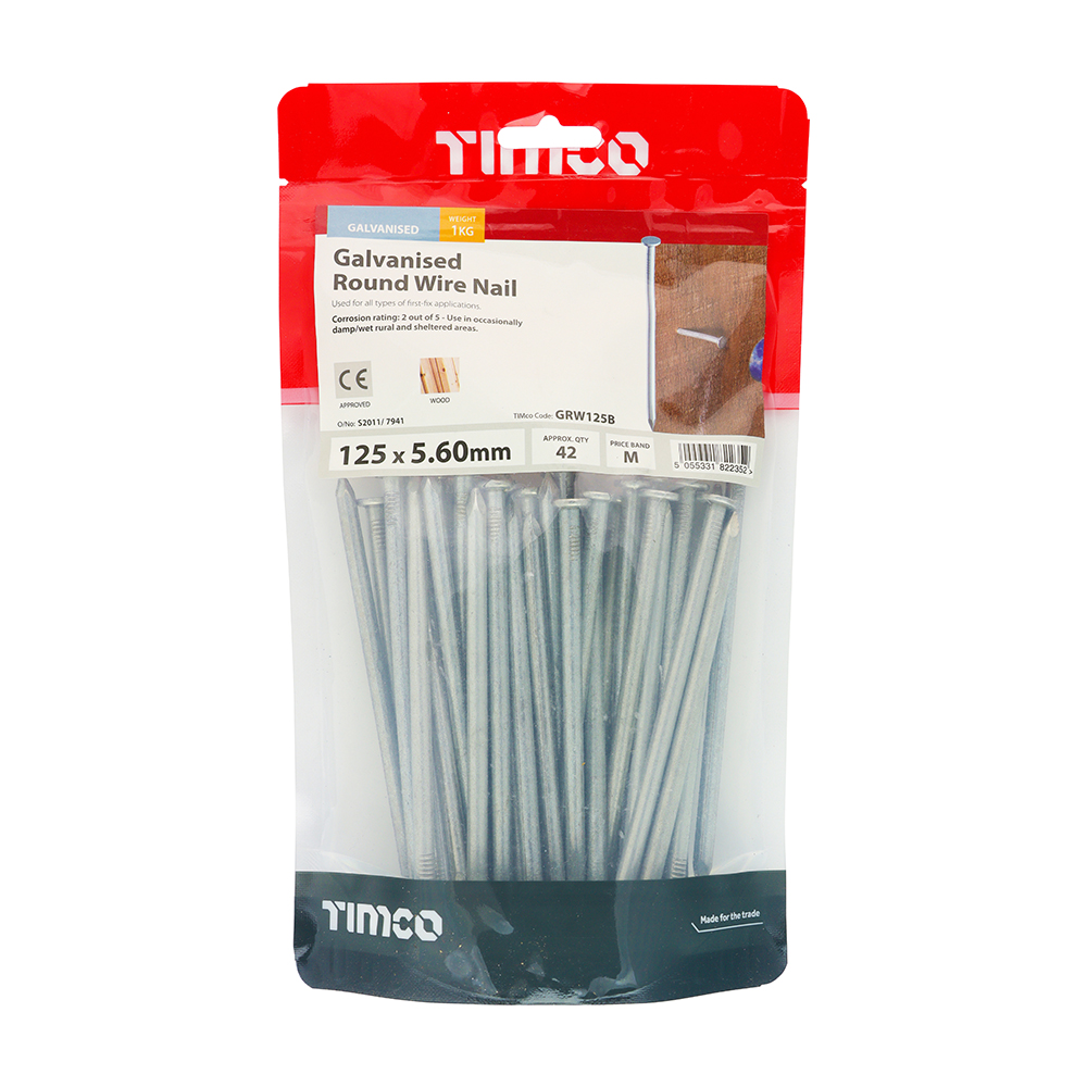 Round Wire Nail - Galvanised 125 x 5.60mm 1kg Bag – image 2