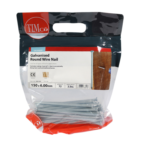 Round Wire Nail - Galvanised 150 x 6.00mm 2.5kg Bag – image 2