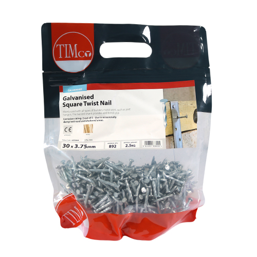 Square Twist Nails - Galvanised 30 x 3.75mm 2.5kg Bag – image 2