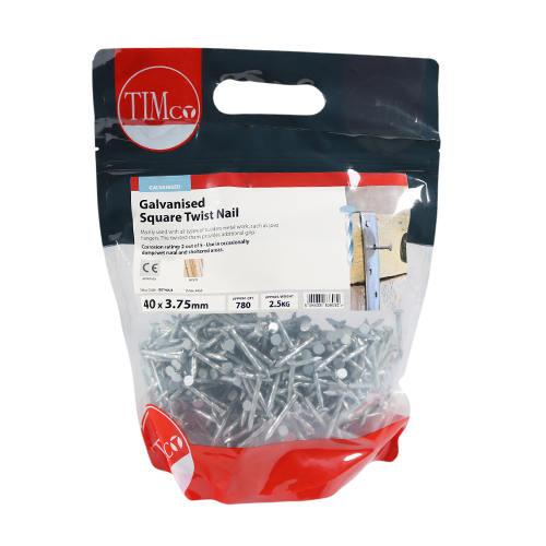 Square Twist Nails - Galvanised 40 x 3.75mm 2.5kg Bag – image 2