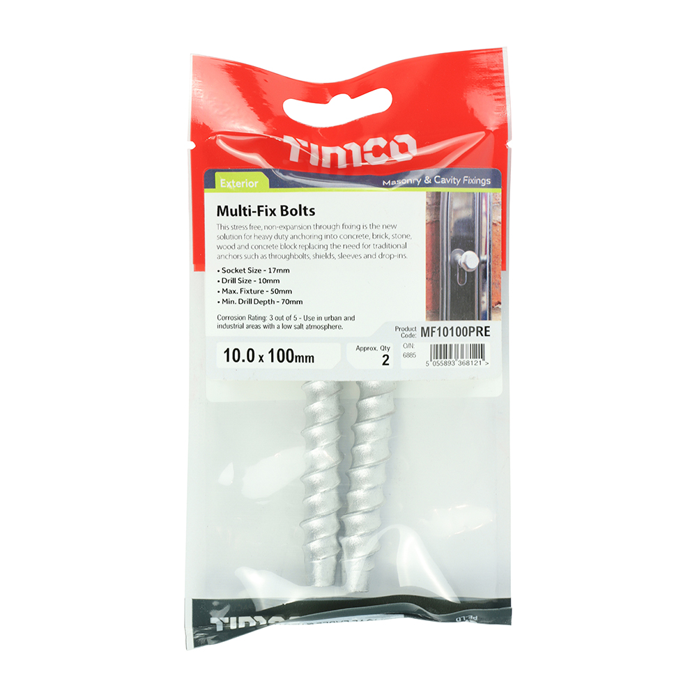 Masonry Bolts - Hex - Exterior - Silver - 10.0 x 100 (Pack 2) – image 2