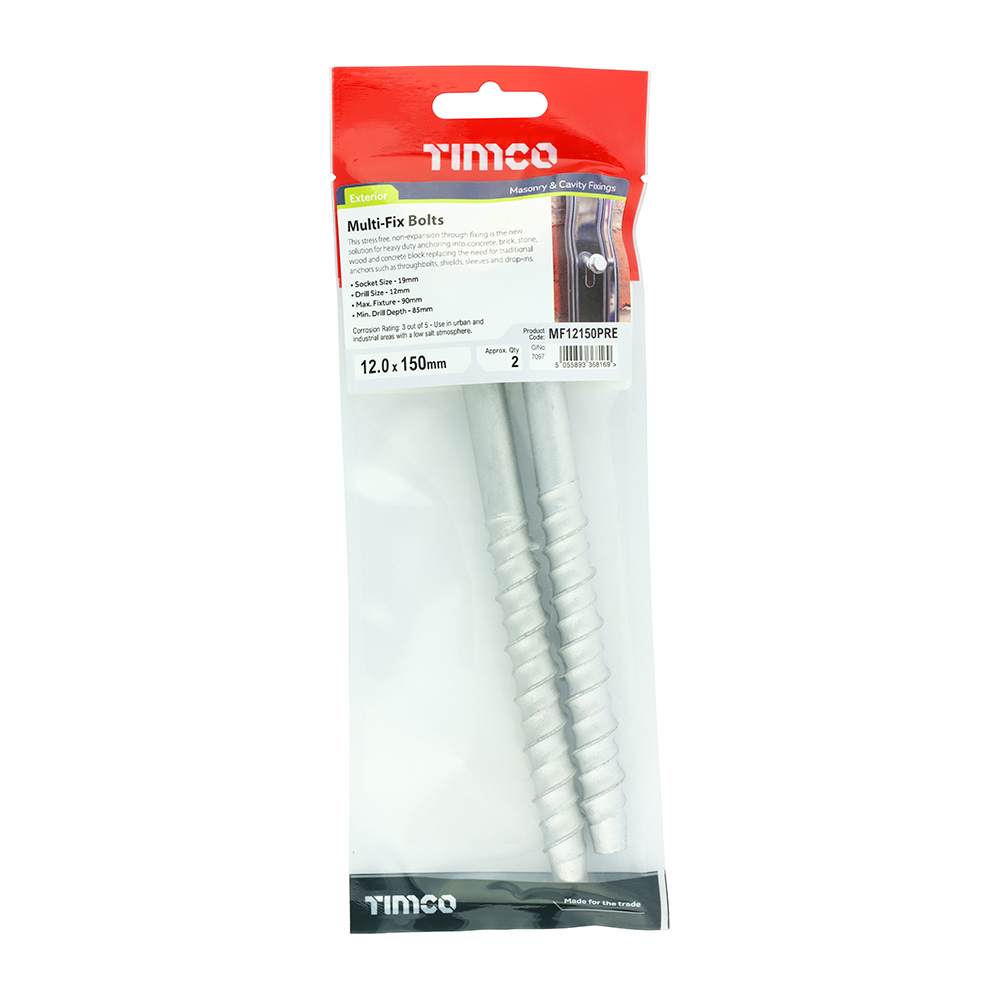 Masonry Bolts - Hex - Exterior - Silver - 12.0 x 150 (Pack 2) – image 2
