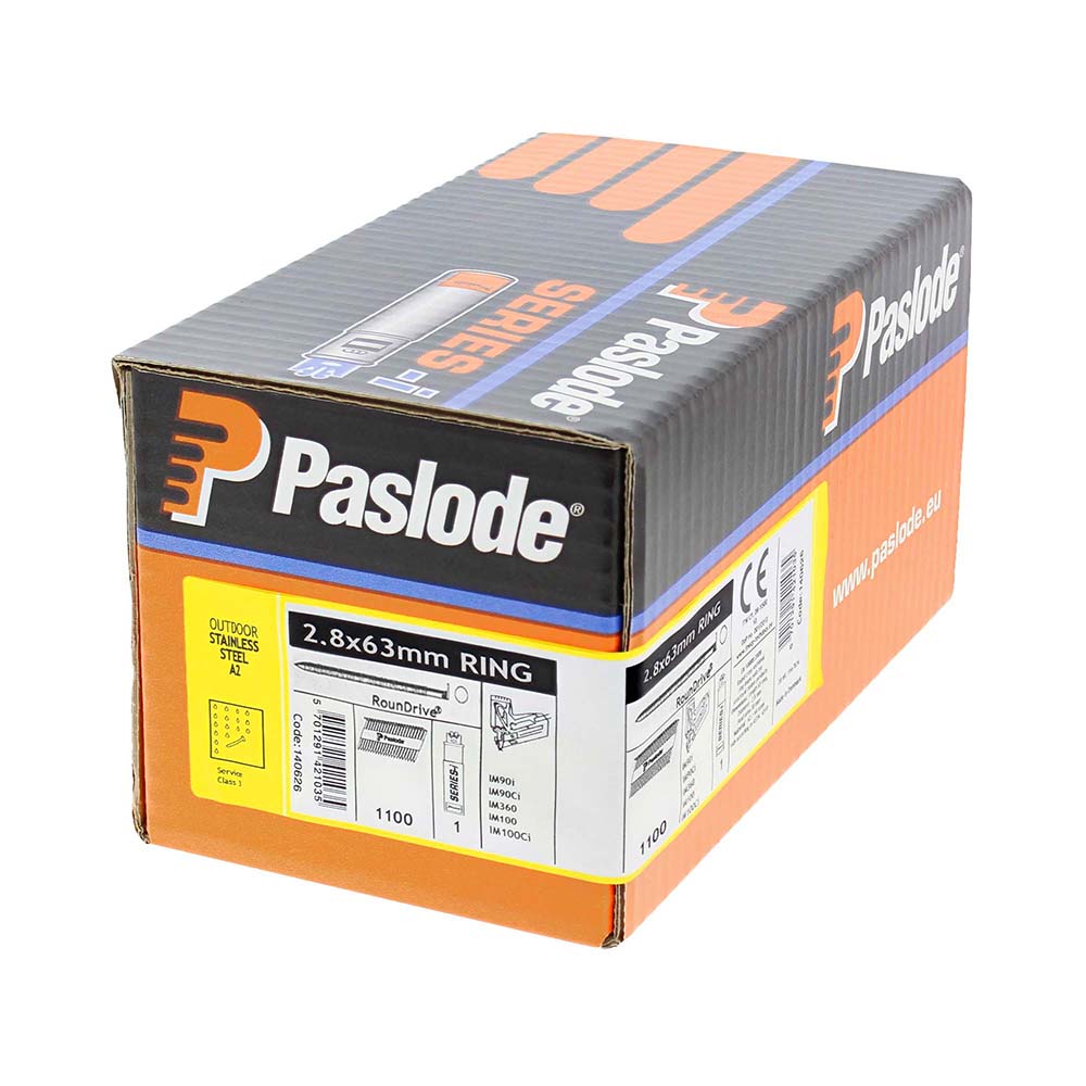 Paslode IM360Ci Nails & Fuel Cells Retail Pack - Ring Shank - Stainless Steel - 140626 - 2.8 x 63/1CFC (Pack 1100) – image 2