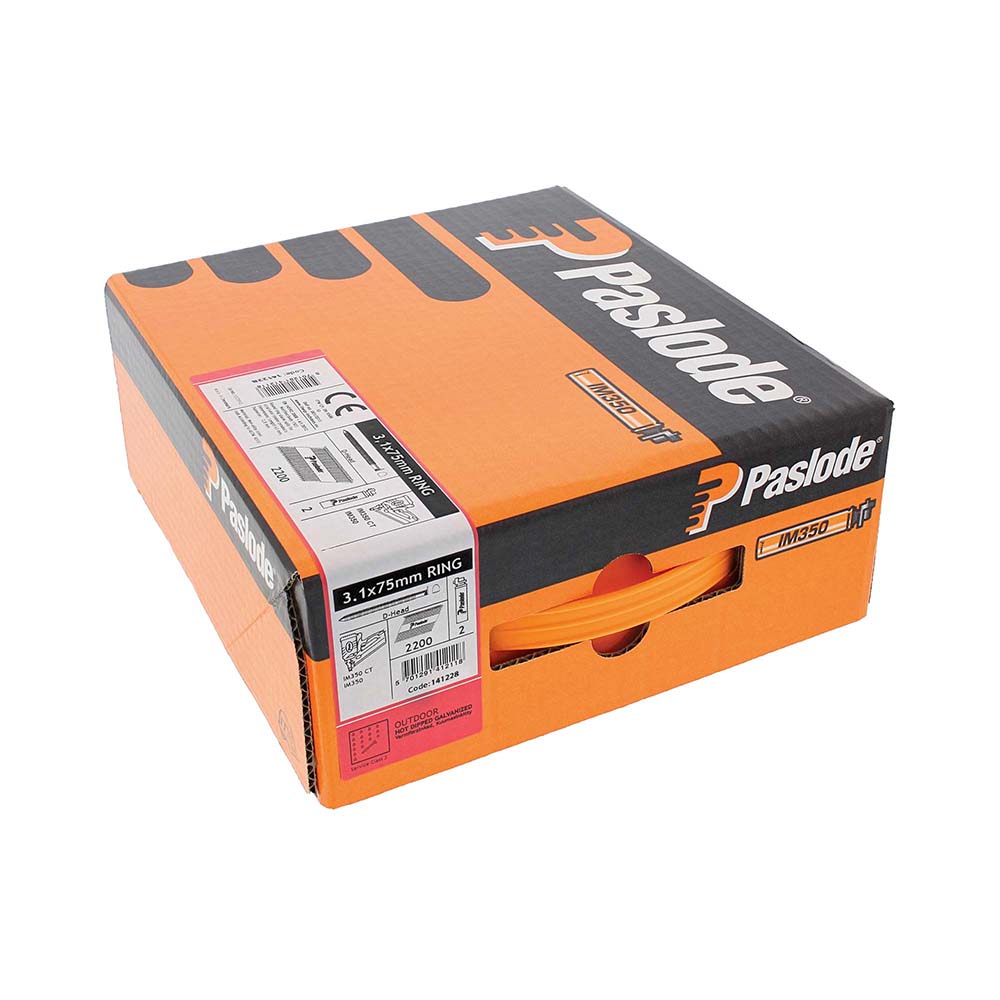 Paslode IM350 3.1 x 75mm Hot Dipped Galvanised Ring Shank (2200no) – image 2