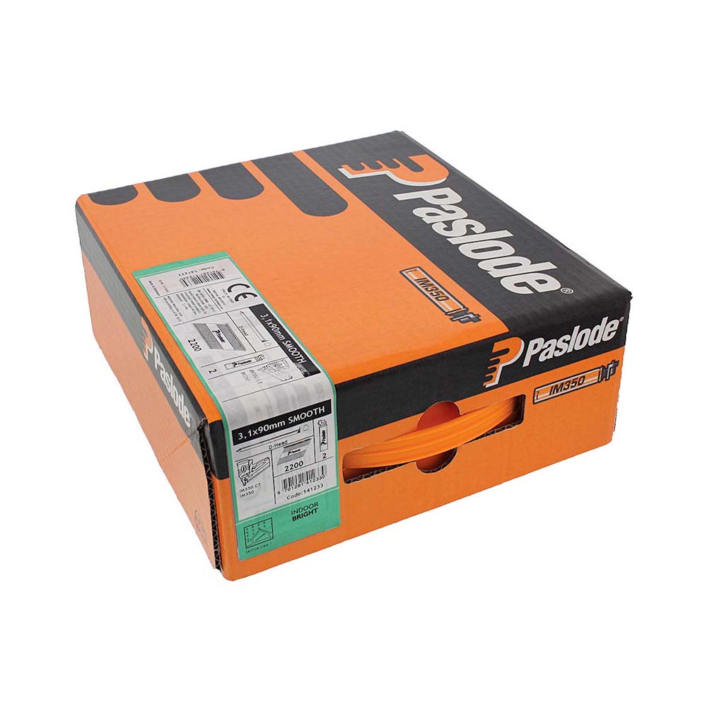 Paslode IM350 3.1 x 90mm Bright Plain Shank (2200no) – image 2