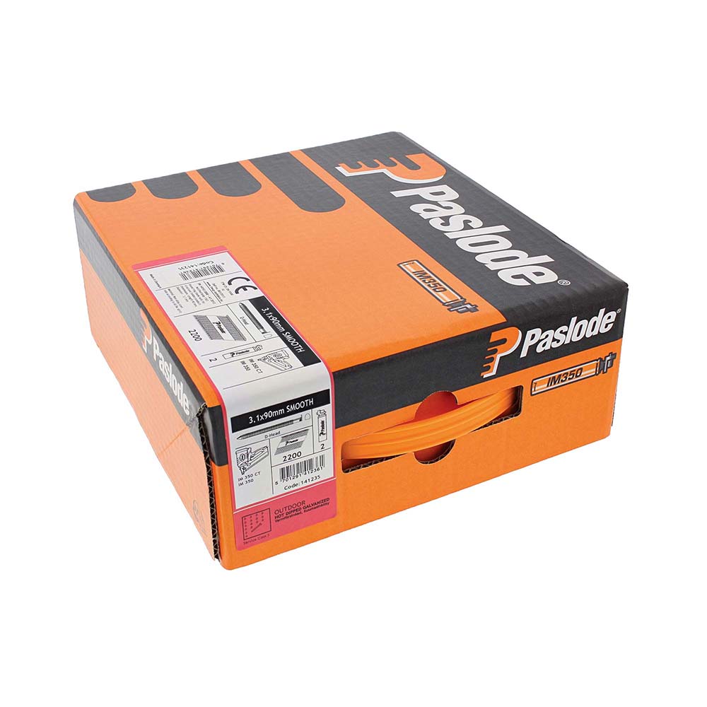 Paslode IM350 3.1 x 90mm Hot Dipped Galvanised Plain Shank (2200no) – image 2
