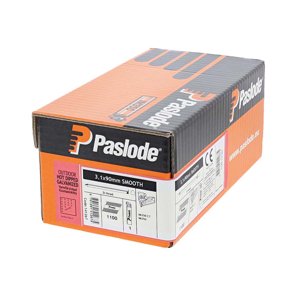 Paslode IM350+ Nails & Fuel Cells Retail Pack - Plain Shank - Hot Dipped Galvanised - 141267 - 3.1 x 90/1CFC (Pack 1100) – image 2