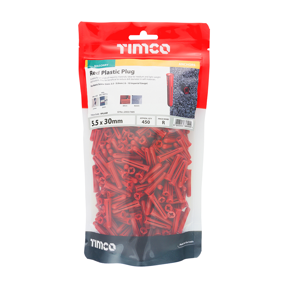 Plastic Plugs - Red 30mm 450no – image 2