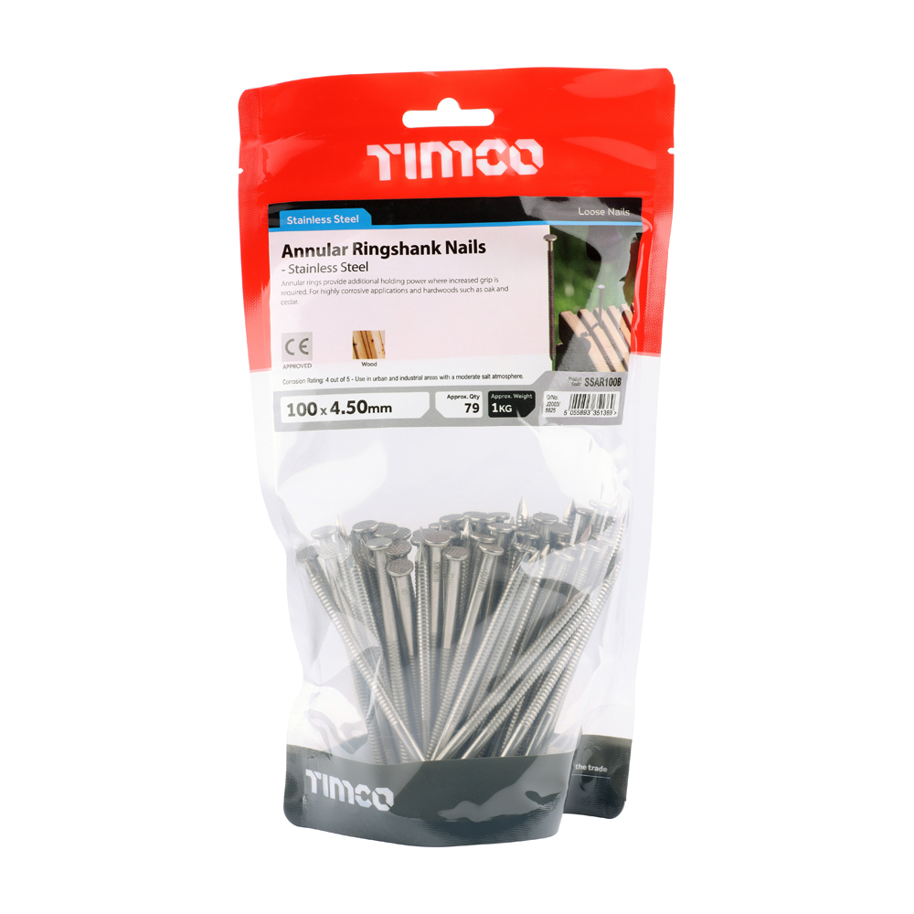 Annular Ringshank Nails - Stainless Steel - 100 x 4.50 (Pack 1) – image 2