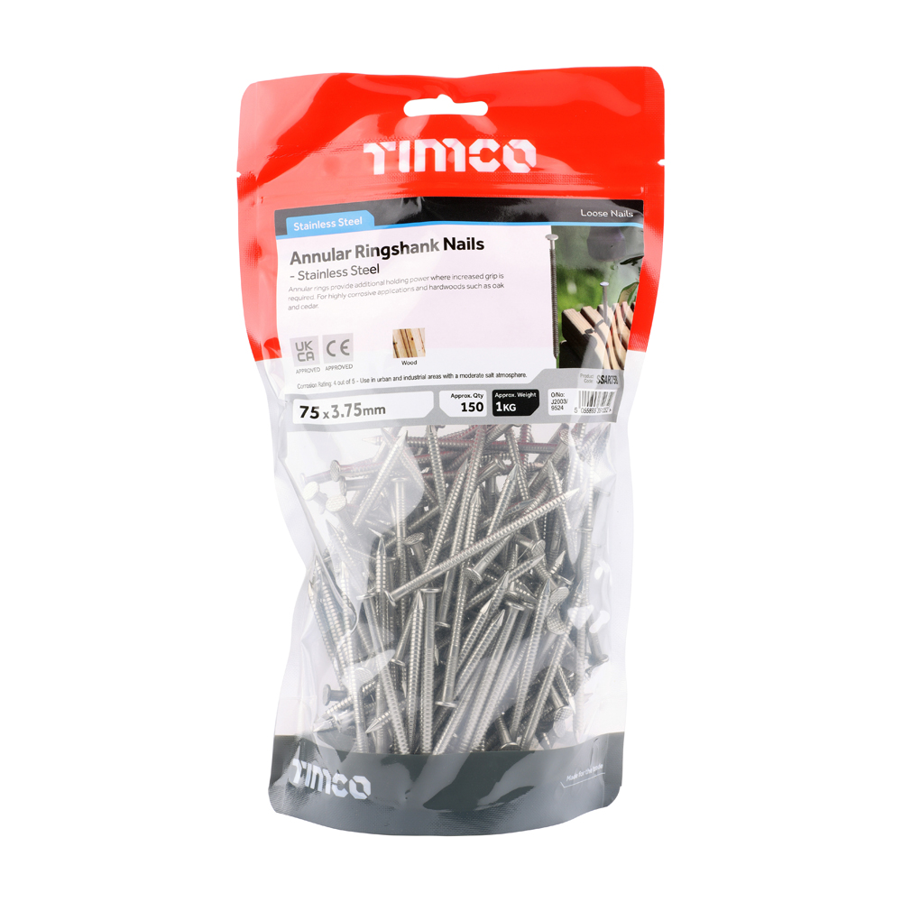 Annular Ringshank Nails - Stainless Steel - 75 x 3.75 (Pack 1) – image 2