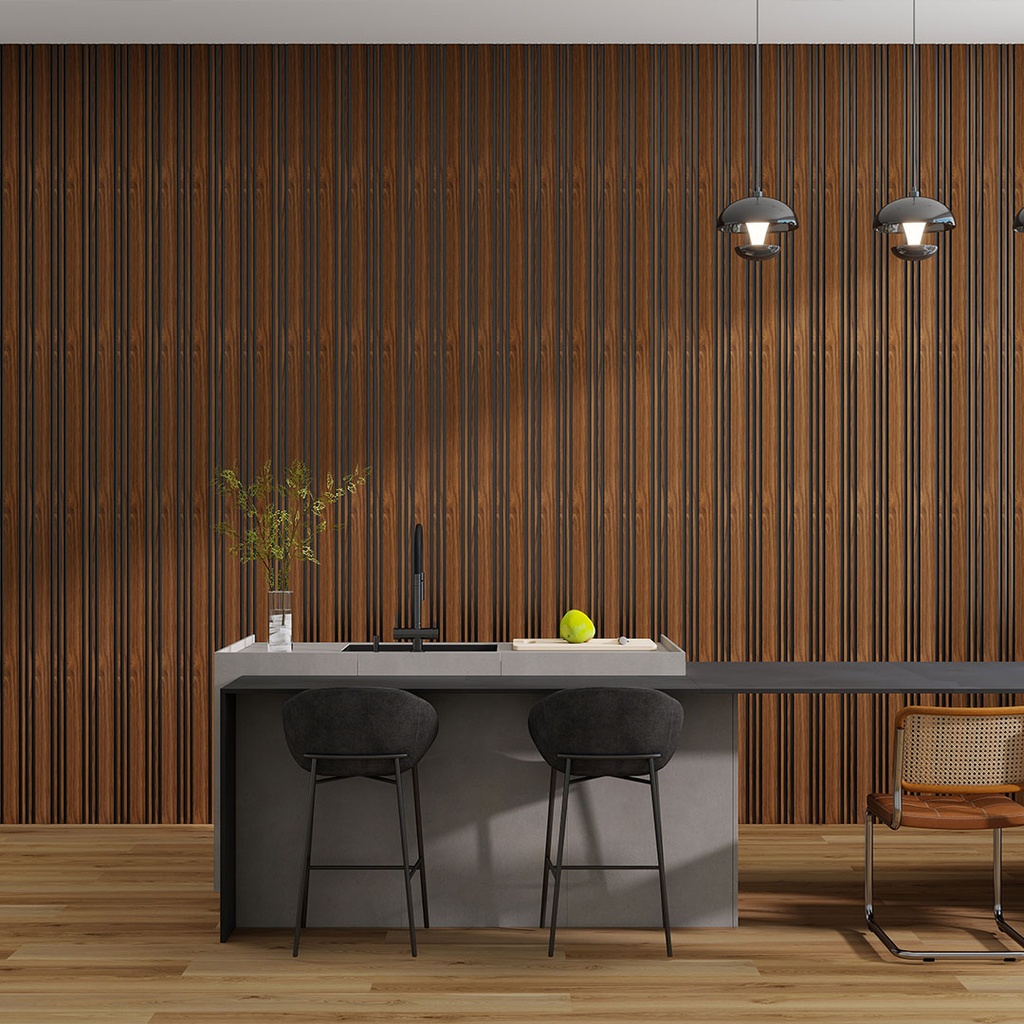 GG Aluvo Waterproof Panel LS Slats Warm Walnut 2400mm x 250mm – image 2